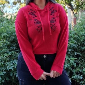 Cropped Red Hoodie Sweater